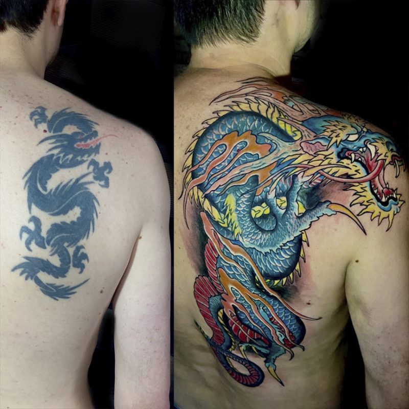 Tatuagem Cobertura Drag O Oriental Studio Fp Tattoo