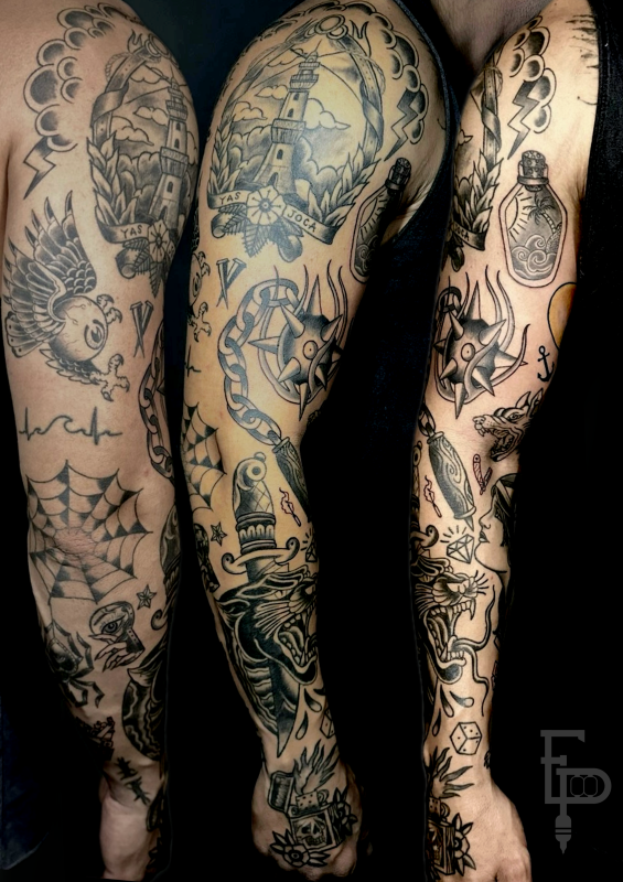 Braço old School black FPTATTOO