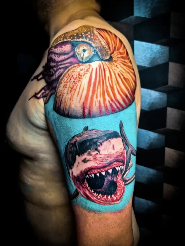 Tatuagem tubarão realista colorida - Felipe Polkorny_828_1098