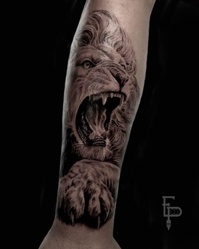 tatuagem leão realista - Studio FP Tattoo